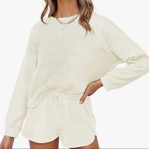 Cozy Waffle Tee Pajama Set, Size M, YELLOW OCHRE